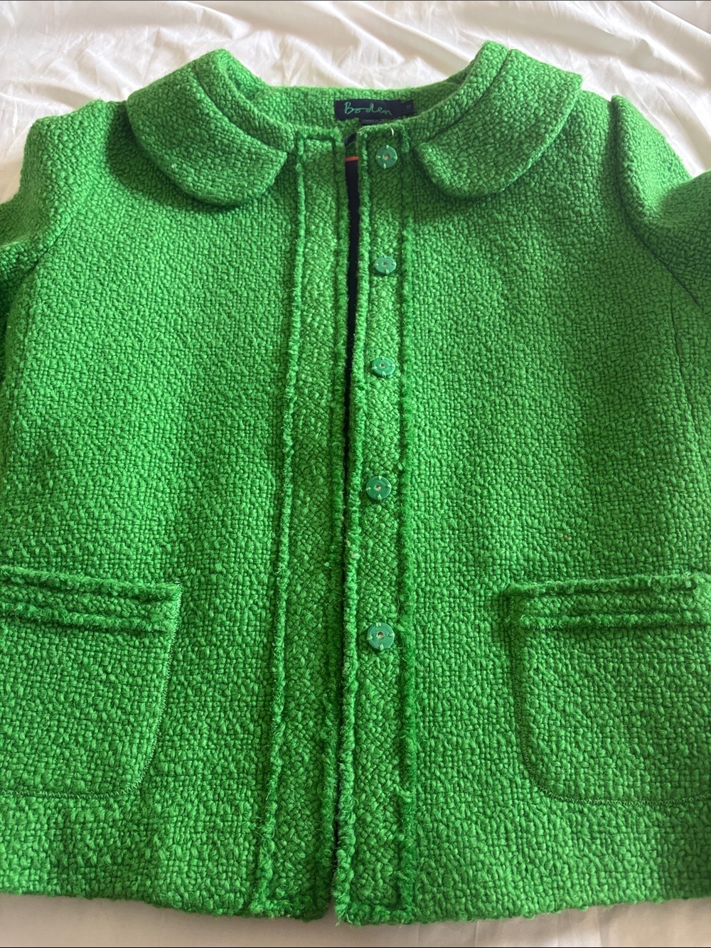 Women's Bright Green Textured Bouclé Jacket - Picture 5 of 8